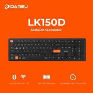 BÀN PHÍM KHÔNG DÂY DAREU LK150D (112 KEY/ DUAL MODE KHÔNG DÂY/ BLUETOOTH/ SCISSOR SWITCH)