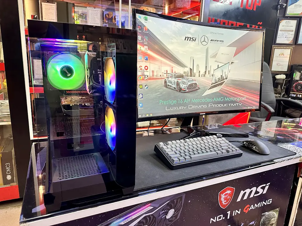BỘ PC 2ND | AMD RYZEN 5-5500 | MAIN MSI B450M | TẢN NHIỆT CR-1000 | RAM 16GB RGB | 512GB SSD NVMe | RTX 3050 6GB | CASE AIGO C218M | MÀN HÌNH CONG 32'' SAMSUNG 144Hz