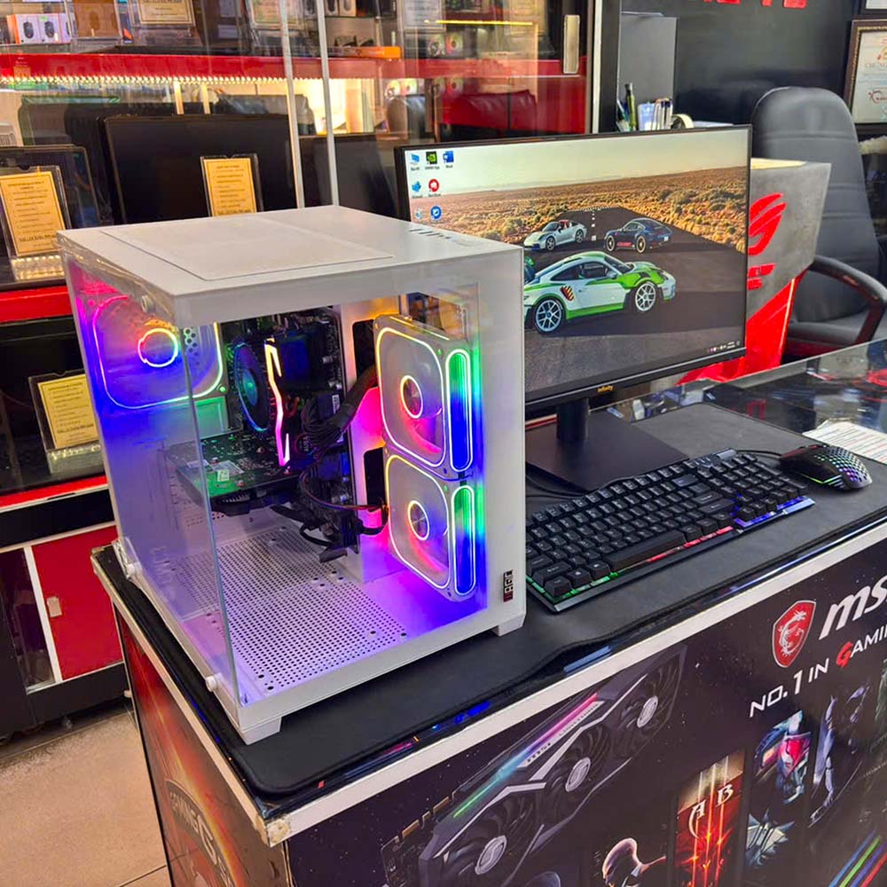 BỘ PC 2ND CORE I3-12100F | MAIN H610 | RAM 16GB D4 | SSD 256GB SATA | VGA GTX 1660 SUPER 6GB | NGUỒN 650W | CASE A-QUA BỂ CÁ TRẮNG | MÀN 24'' FHD | PHÍM CHUỘT GAMING LED RGB